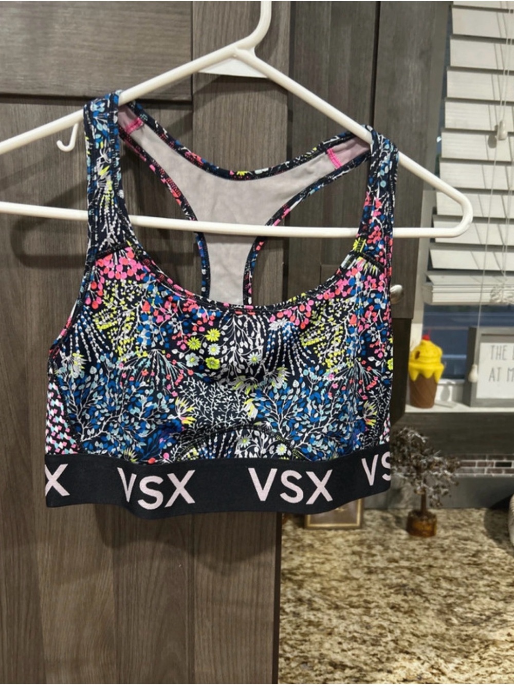 Victoria's Secret VSX Floral Racerback Sports Bra - Black, Pink, Blue, Yellow